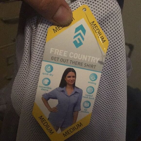 Free Country blue M long sleeve wicking quick dry vented mesh shirt - Picture 3 of 4